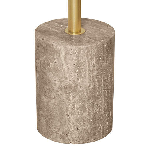 Worlds Away - Round Side Table In Travertine With Stainless Steel Pole - NATALIA - GreatFurnitureDeal