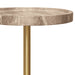 Worlds Away - Round Side Table In Travertine With Stainless Steel Pole - NATALIA - GreatFurnitureDeal