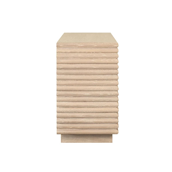 Worlds Away - Nayla Two Drawer Side Table With Antique Brass Hardware And Large Horizontal Reeds In Cerused Oak - NAYLA CO