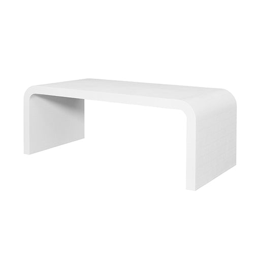 Worlds Away - Waterfall Edge Coffee Table In Textured White Linen - NEWBURY WH - GreatFurnitureDeal