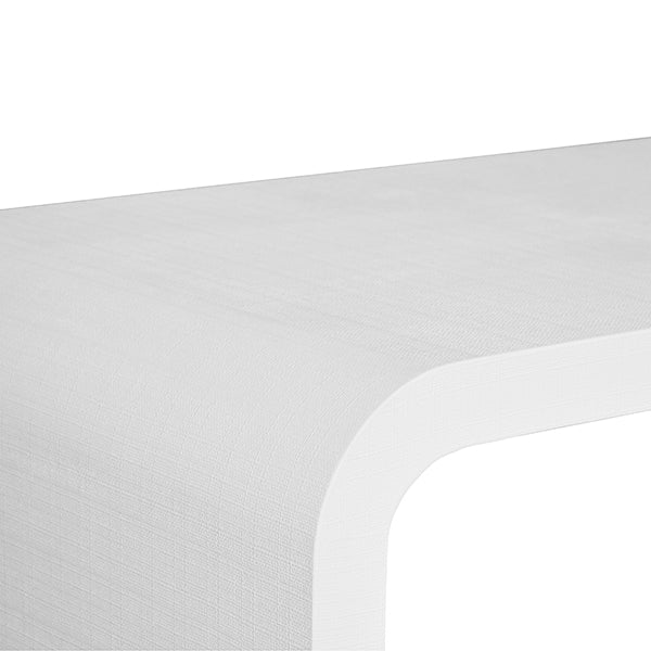 Worlds Away - Waterfall Edge Coffee Table In Textured White Linen - NEWBURY WH - GreatFurnitureDeal