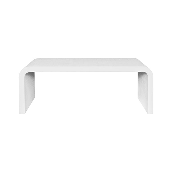 Worlds Away - Waterfall Edge Coffee Table In Textured White Linen - NEWBURY WH - GreatFurnitureDeal