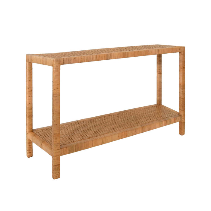 Worlds Away - Newton Two Tier Console Table In Natural Rattan - NEWTON