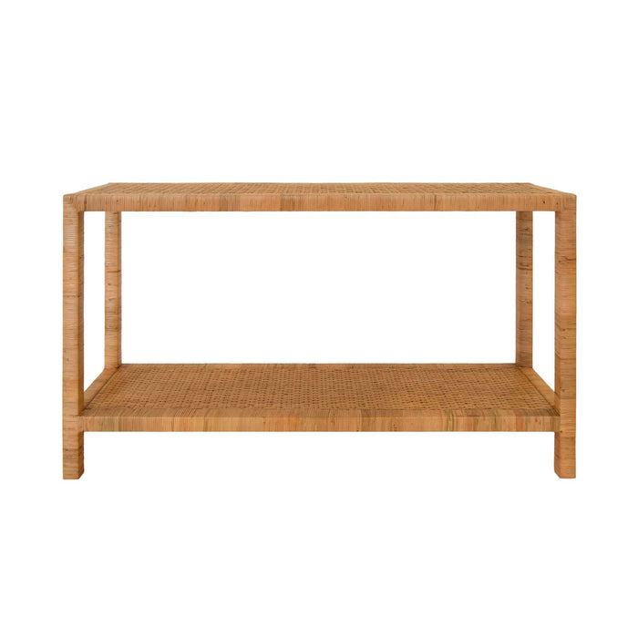Worlds Away - Newton Two Tier Console Table In Natural Rattan - NEWTON - GreatFurnitureDeal