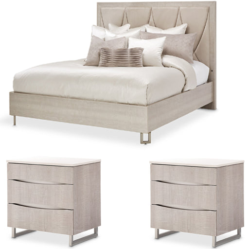 AICO Furniture - Marin 3 Piece Eastern King Panel Bedroom Set in Greige - NKI-MRNEK-139-3SET - GreatFurnitureDeal