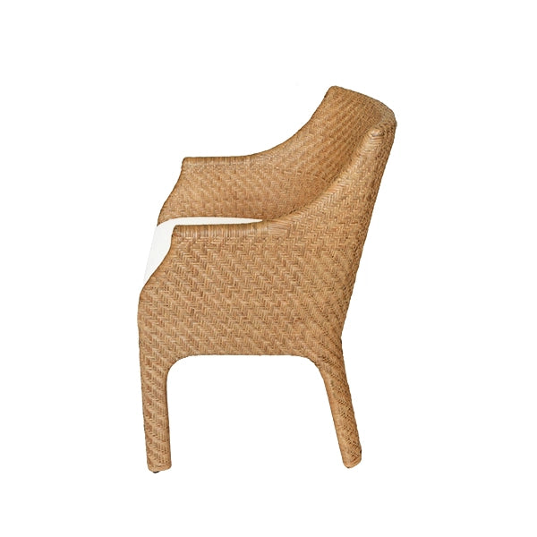 Worlds Away - Noelle Basketweave Rattan Wrapped Dining Chair with Ivory Linen Cushion - NOELLE - GreatFurnitureDeal