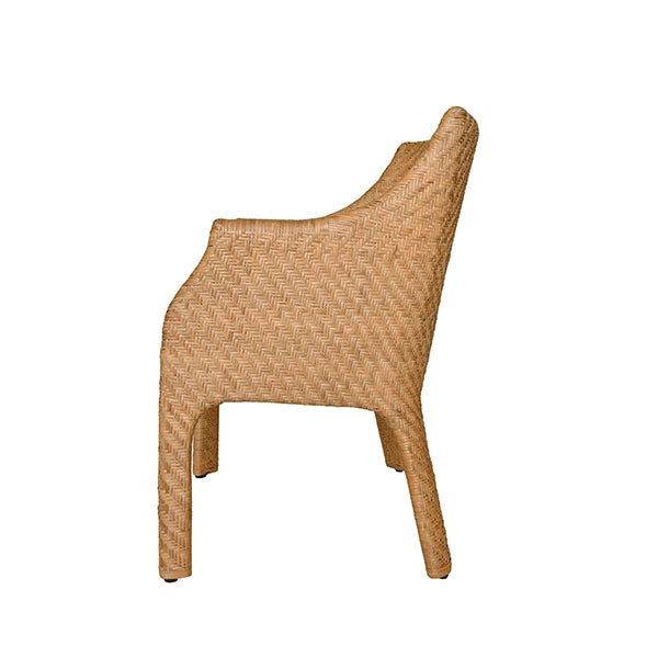 Worlds Away - Noelle Basketweave Rattan Wrapped Dining Chair with Ivory Linen Cushion - NOELLE