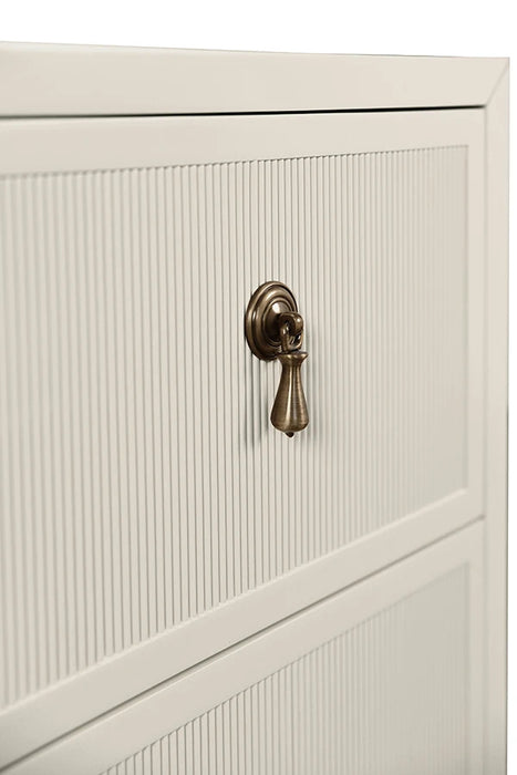 Worlds Away - Novalie Two Drawer Side Table With Fluted Drawer Fronts In Matte Antique White Lacquer - NOVALIE AW