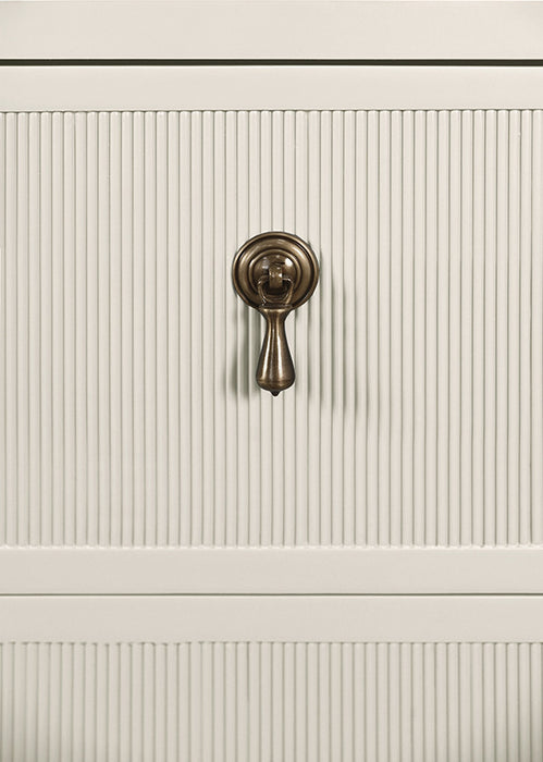 Worlds Away - Novalie Two Drawer Side Table With Fluted Drawer Fronts In Matte Antique White Lacquer - NOVALIE AW
