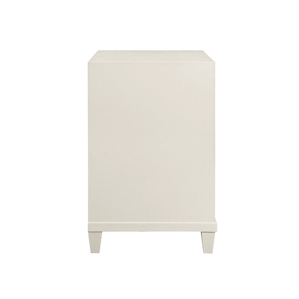 Worlds Away - Novalie Two Drawer Side Table With Fluted Drawer Fronts In Matte Antique White Lacquer - NOVALIE AW