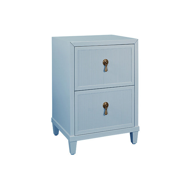 Worlds Away - Novalie Two Drawer Side Table With Fluted Drawer Fronts In Matte Light Blue Lacquer - NOVALIE LB