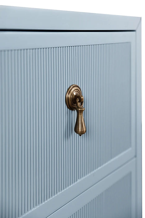 Worlds Away - Novalie Two Drawer Side Table With Fluted Drawer Fronts In Matte Light Blue Lacquer - NOVALIE LB