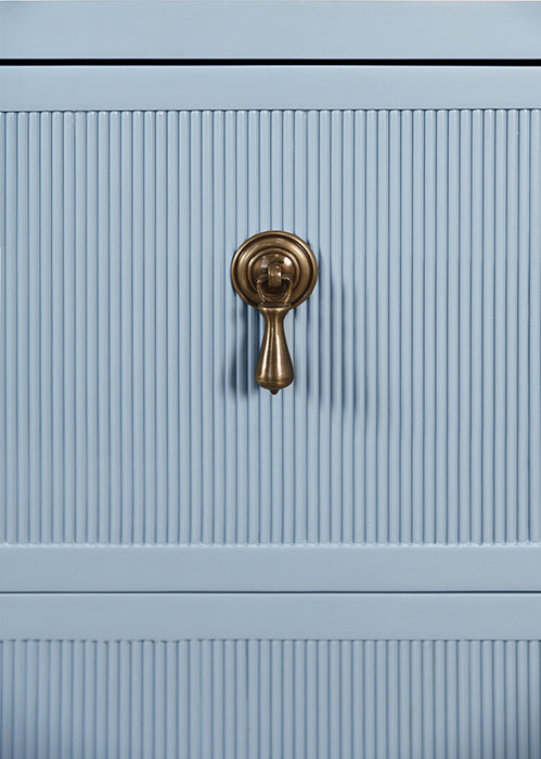 Worlds Away - Novalie Two Drawer Side Table With Fluted Drawer Fronts In Matte Light Blue Lacquer - NOVALIE LB
