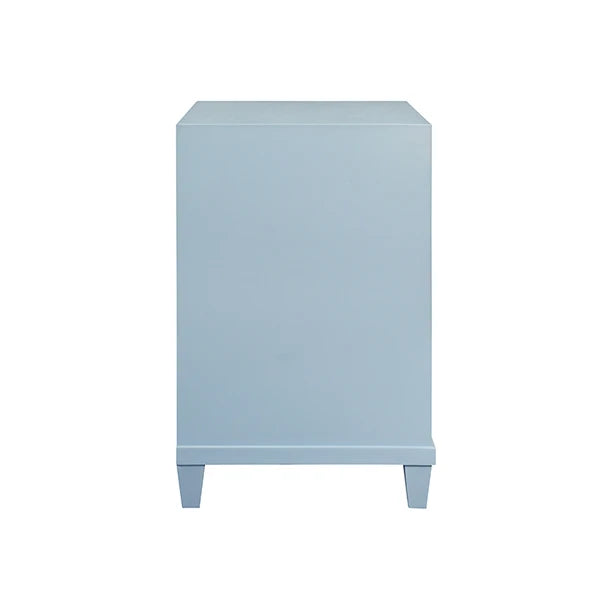 Worlds Away - Novalie Two Drawer Side Table With Fluted Drawer Fronts In Matte Light Blue Lacquer - NOVALIE LB