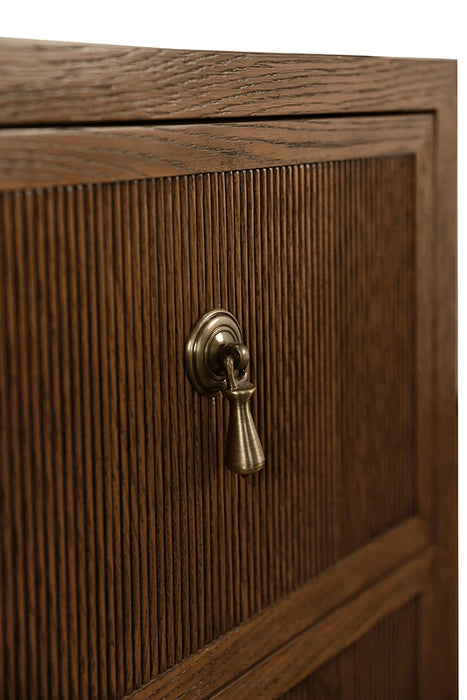 Worlds Away - Novalie Two Drawer Side Table With Fluted Drawer Fronts In Provincial Brown Oak - NOVALIE PBO