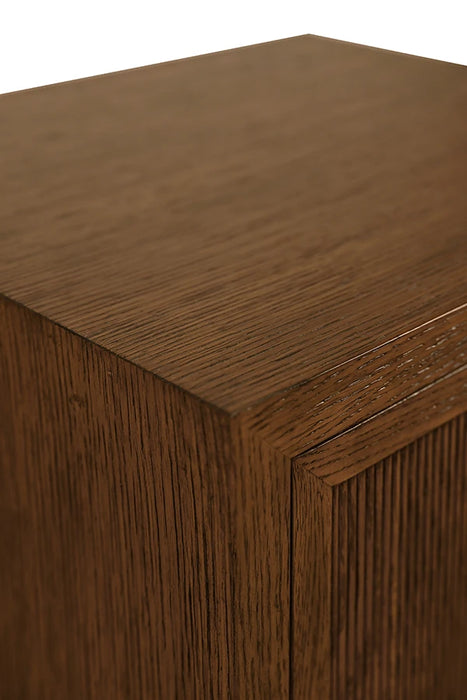 Worlds Away - Novalie Two Drawer Side Table With Fluted Drawer Fronts In Provincial Brown Oak - NOVALIE PBO