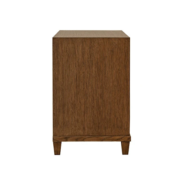 Worlds Away - Novalie Two Drawer Side Table With Fluted Drawer Fronts In Provincial Brown Oak - NOVALIE PBO