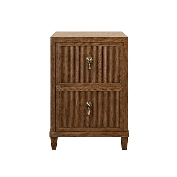 Worlds Away - Novalie Two Drawer Side Table With Fluted Drawer Fronts In Provincial Brown Oak - NOVALIE PBO