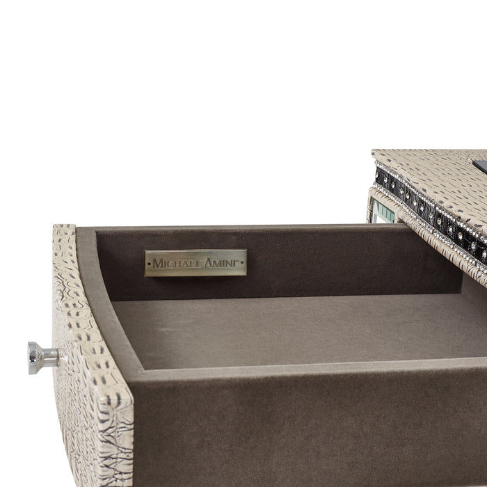 AICO Furniture - Hollywood Swank Upholstered Vanity Desk in Crystal Croc - NT03058-09 - GreatFurnitureDeal
