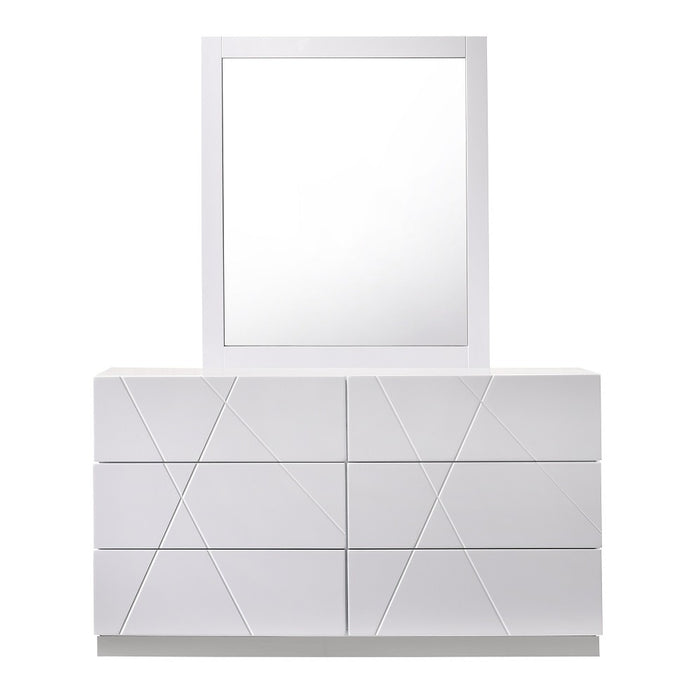 J&M Furniture - Naples White Lacquered Dresser and Mirror - 17686-DR+M-WHITE LACQUERED