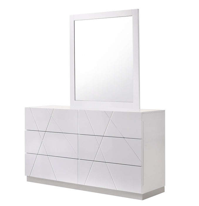 J&M Furniture - Naples White Lacquered Dresser and Mirror - 17686-DR+M-WHITE LACQUERED