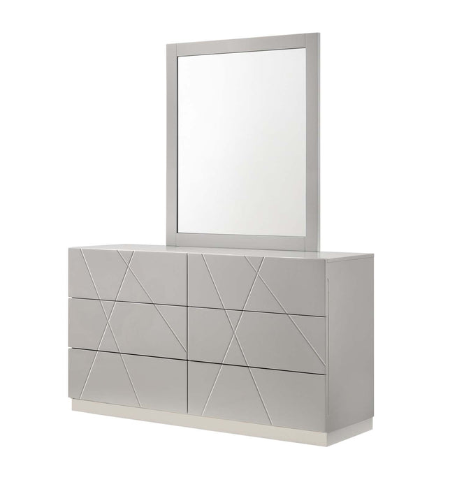 J&M Furniture - Naples Grey Lacquered Dresser and Mirror - 17686-DR+M-GREY LACQUERED