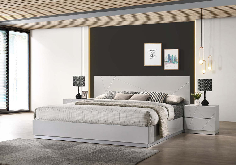 J&M Furniture - Naples Grey Lacquered 5 Piece Full Platform Bedroom Set - 17686-FULL-5SET-GREY LACQUERED