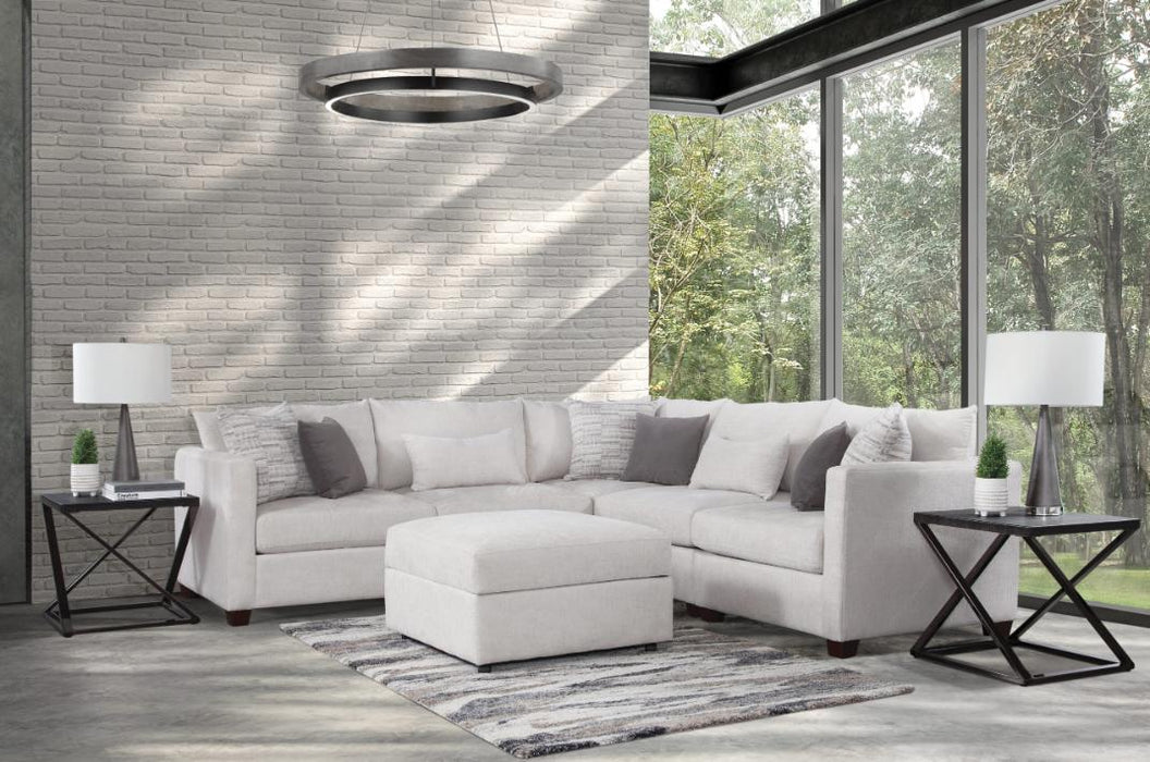 Mariano Fabric - Newport 5 Piece L-Shaped Modular Sectional Sofa in Creamy Off White - 4050-5piece - GreatFurnitureDeal