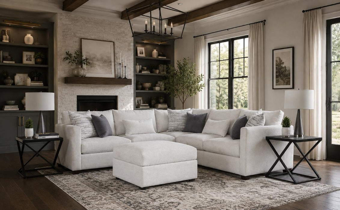 Mariano Fabric - Newport 5 Piece L-Shaped Modular Sectional Sofa in Creamy Off White - 4050-5piece - GreatFurnitureDeal