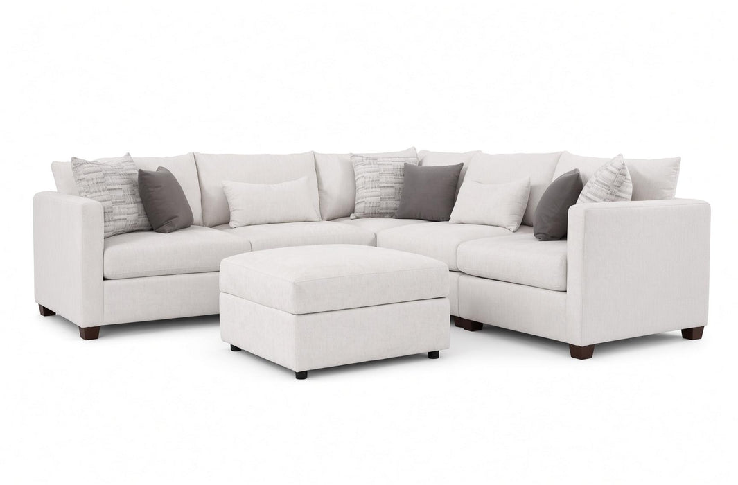 Mariano Fabric - Newport 5 Piece L-Shaped Modular Sectional Sofa in Creamy Off White - 4050-5piece - GreatFurnitureDeal