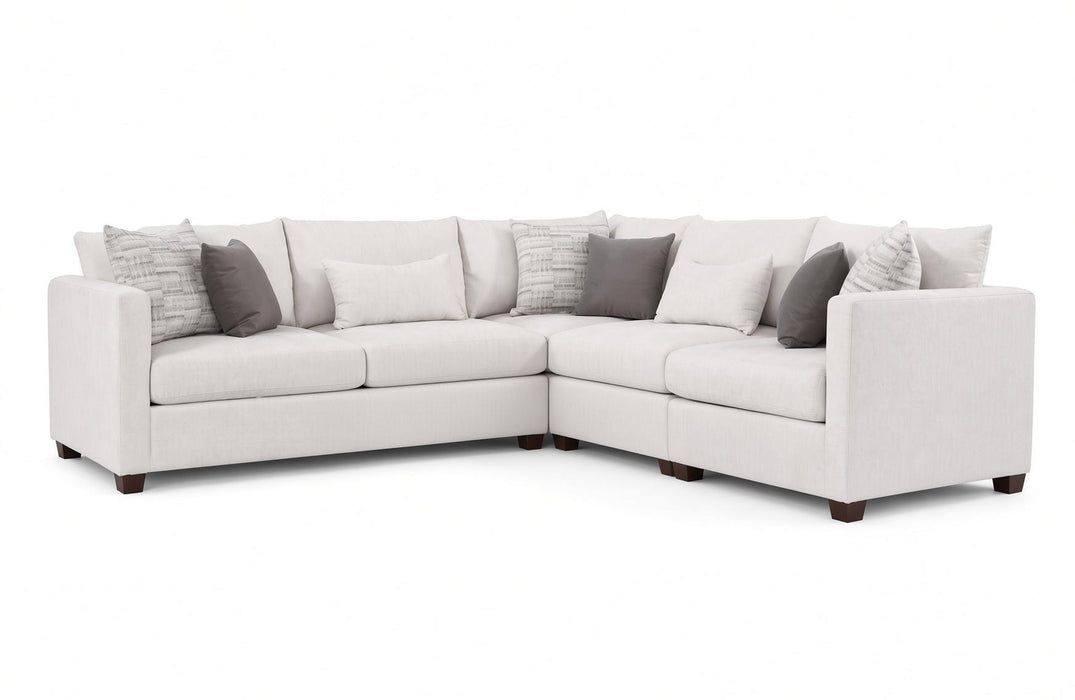Mariano Fabric - Newport 5 Piece L-Shaped Modular Sectional Sofa in Creamy Off White - 4050-5piece - GreatFurnitureDeal