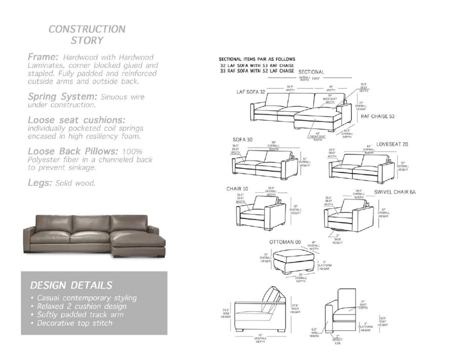 GFD Leather - Newport All Leather Sofa - X33-30