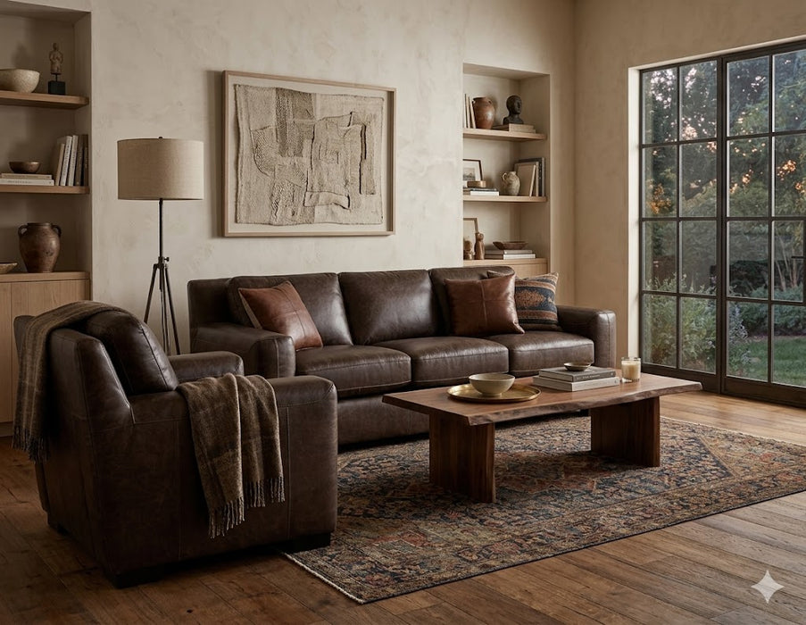 Mariano Italian Leather Furniture - Nora Chair in Bomber Walnut - NORA-C-3516 Bomber Walnut