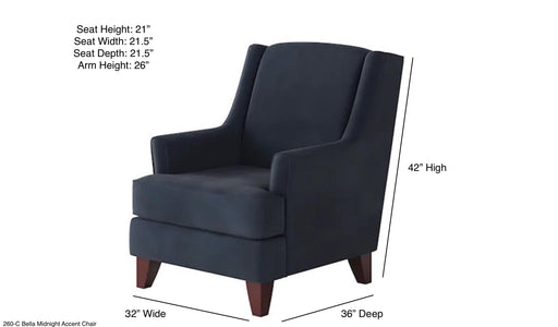 Southern Home Furnishings - Bella Accent Chair in Midnight - 260-C Bella Midnight - GreatFurnitureDeal