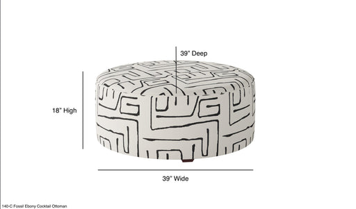 Southern Home Furnishings - Fossil Cocktail Ottoman in Ebony - 140-C Fossil Ebony Cocktail Ottoman-MTO - GreatFurnitureDeal