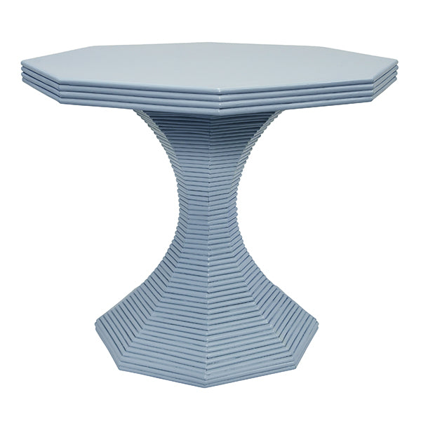 Worlds Away - Octavia Octagonal Reeded Side Table in Painted Light Blue - OCTAVIA LG LB - GreatFurnitureDeal