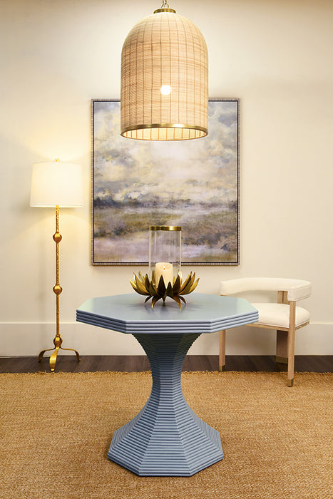 Worlds Away - Octavia Octagonal Reeded Side Table in Painted Light Blue - OCTAVIA LG LB - GreatFurnitureDeal