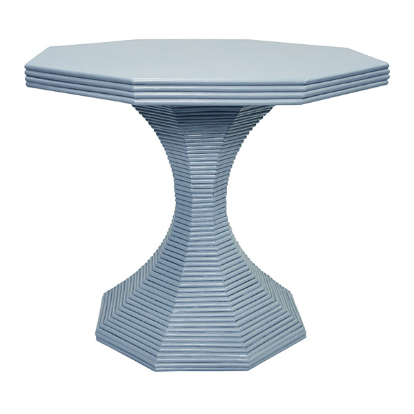 Worlds Away - Octavia Octagonal Reeded Side Table in Painted Light Blue - OCTAVIA LG LB - GreatFurnitureDeal