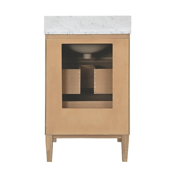 Worlds Away - Odin Bath Vanity With Vertical Fluted Detail With Polished Brass Knobs In Cerused Oak - ODIN 24 CO