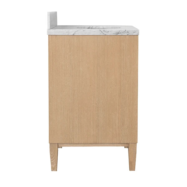 Worlds Away - Odin Bath Vanity With Vertical Fluted Detail With Polished Brass Knobs In Cerused Oak - ODIN 24 CO
