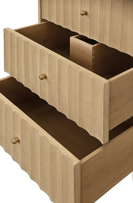 Worlds Away - Odin Bath Vanity With Vertical Fluted Detail With Polished Brass Knobs In Cerused Oak - ODIN 24 CO