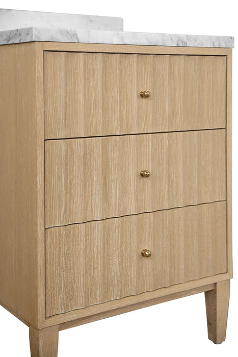 Worlds Away - Odin Bath Vanity With Vertical Fluted Detail With Polished Brass Knobs In Cerused Oak - ODIN 24 CO
