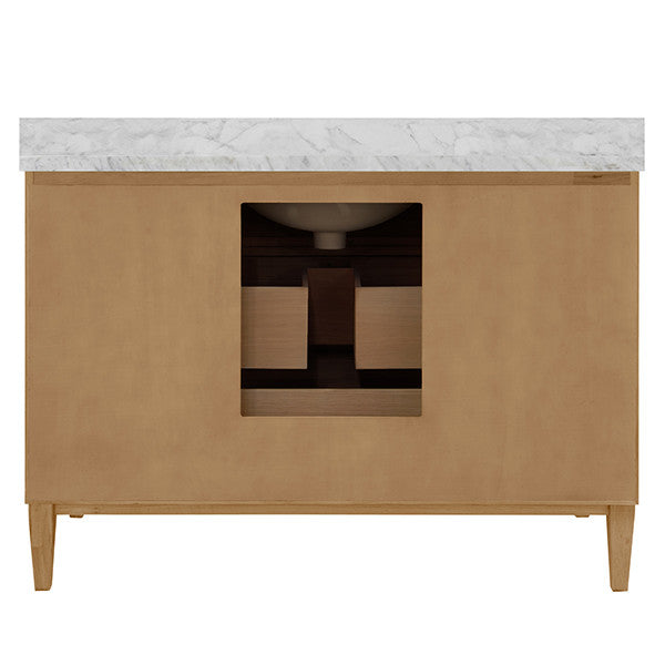 Worlds Away - Odin Bath Vanity With Vertical Fluted Detail On Drawers In Cerused Oak With White Marble Top - ODIN 48 CO