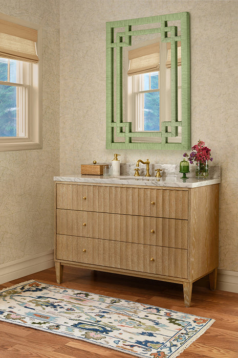 Worlds Away - Odin Bath Vanity With Vertical Fluted Detail On Drawers In Cerused Oak With White Marble Top - ODIN 48 CO