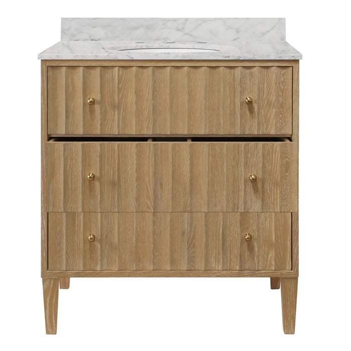 Worlds Away - Odin Bath Vanity With Vertical Fluted Detail On Drawers In Cerused Oak - ODIN CO