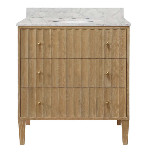 Worlds Away - Odin Bath Vanity With Vertical Fluted Detail On Drawers In Cerused Oak - ODIN CO - GreatFurnitureDeal