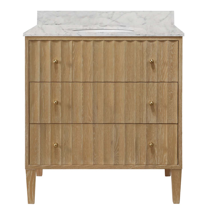 Worlds Away - Odin Bath Vanity With Vertical Fluted Detail On Drawers In Cerused Oak - ODIN CO