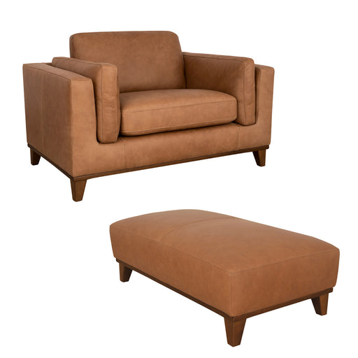 Mariano Italian Leather Furniture - Olivia Chair with Ottoman in Tan - Olivia-CO-4004 - GreatFurnitureDeal