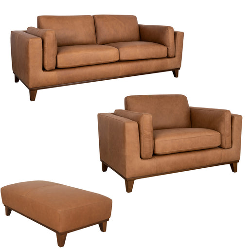 Mariano Italian Leather Furniture - Olivia 3 Piece Sofa Set in Tan - Olivia-SCO-4004 - GreatFurnitureDeal