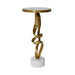 Worlds Away - Round Sculptural Loop Base Side Table In Antique Brass With Inset Mirror Top - OLYMPIA - GreatFurnitureDeal